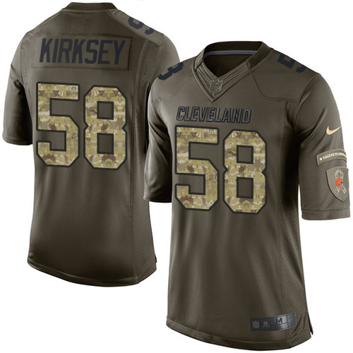 Men's Limited Chris Kirksey Nike Jersey Green - #58 Salute to Service NFL Cleveland Browns